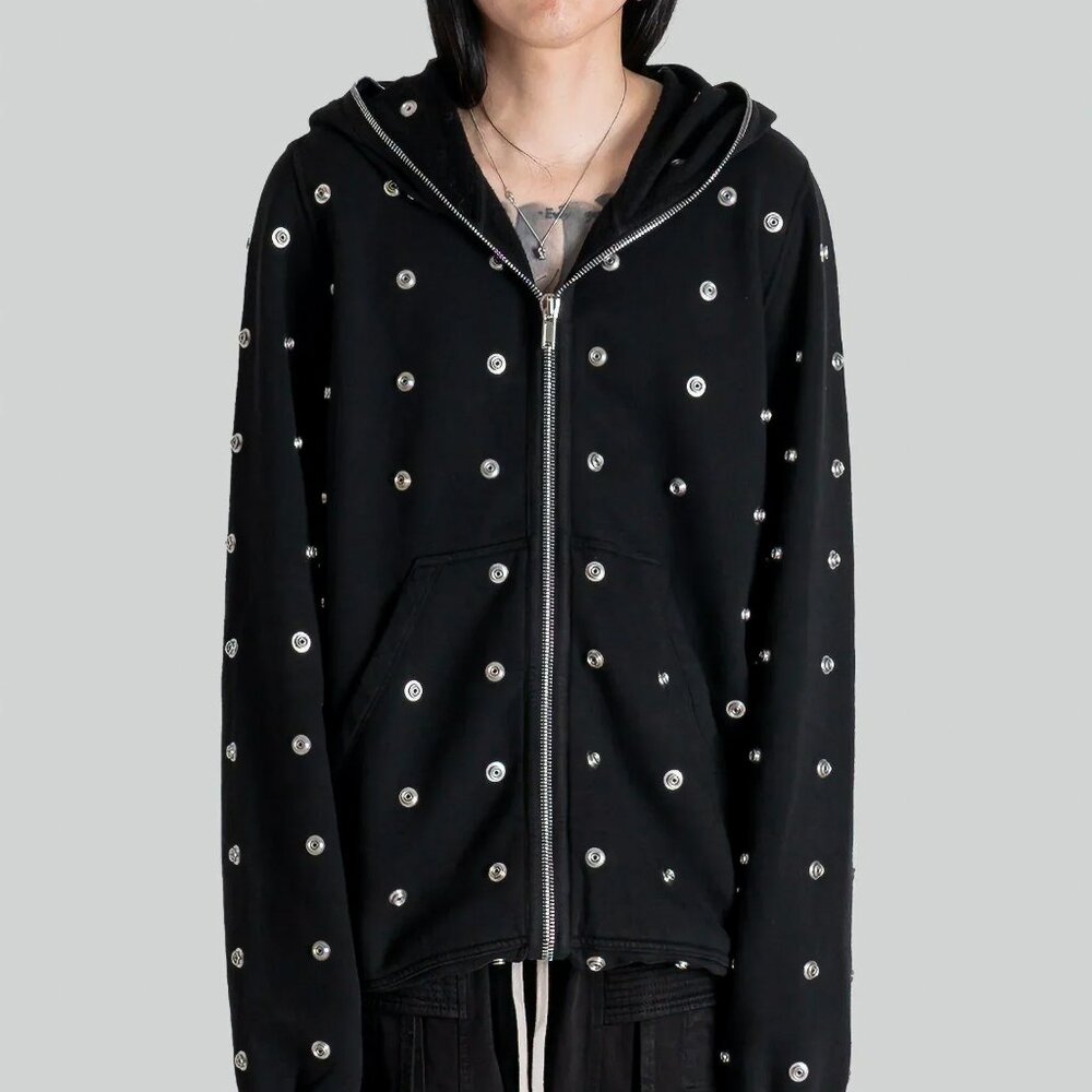 Rick Owens DRKSHDW: Jumbo Gimp Hoodie Press Stud Button Sealed Zip SS24 Lido - Picture 11 of 16